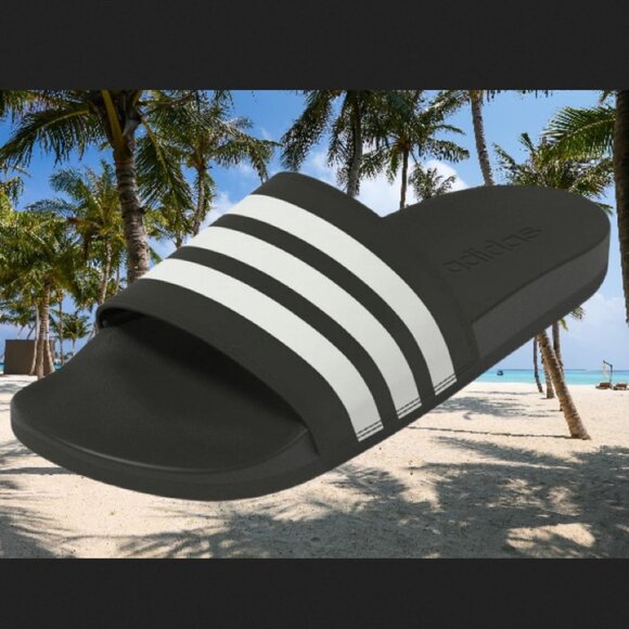 adidas Adilette Men's Comfort Slide Sandals BLACK Foam Footbed Size 9 NEW - Picture 1 of 3